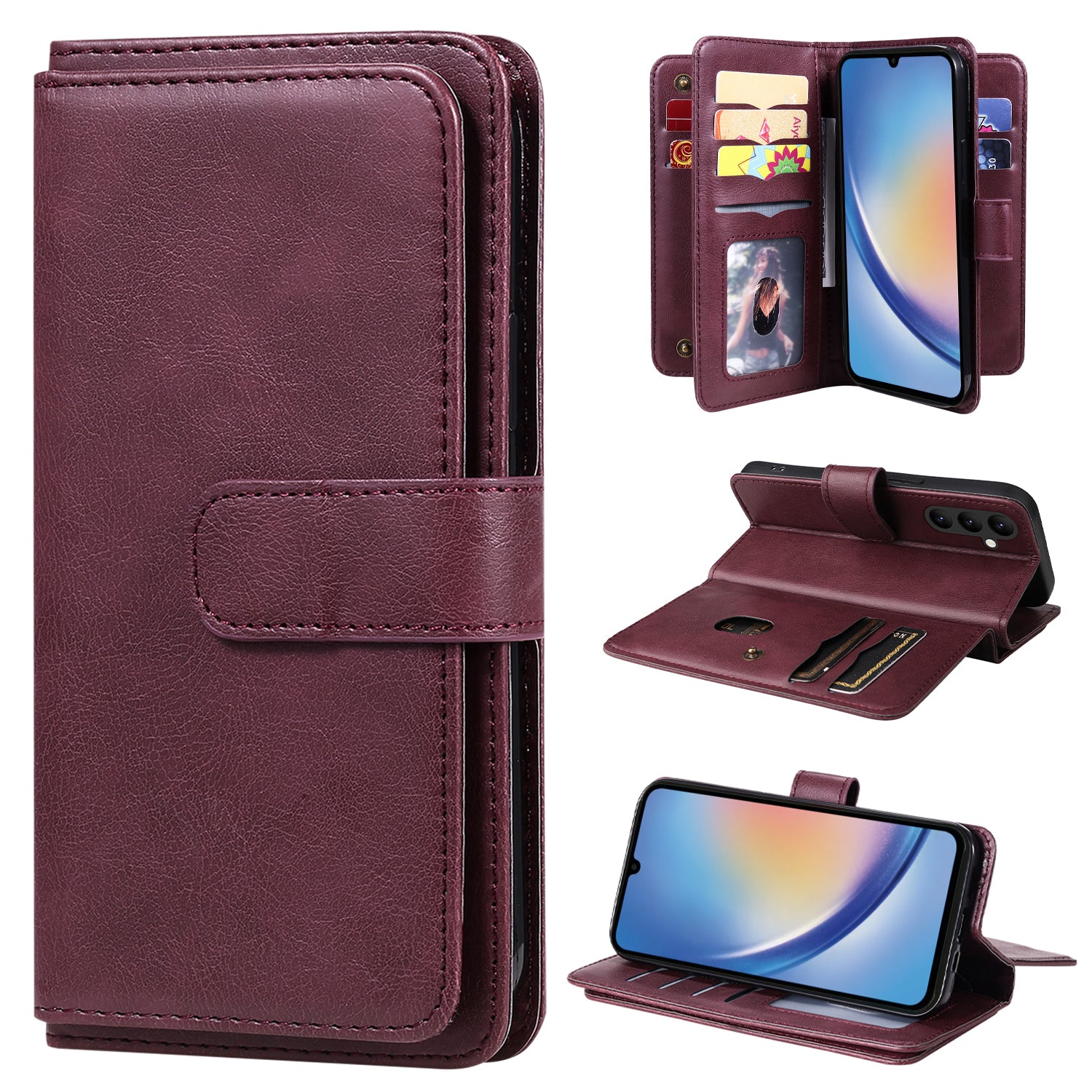 KT Multi-functional Series-1 for Samsung Galaxy A34 5G Leather Cover 10 Card Slots Stand Wallet Phone Flip Case KT Multi-functional Series-1 for Samsung Galaxy A34 5G Leather Cover 10 Card Slots Stand Wallet Phone Flip Case